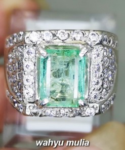 Cincin Batu Natural Emerald Beryl Zamrud Kolombia Ring Perak asli original bagus