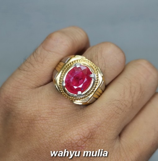 Cincin Batu Natural Ruby Merah delima asli pria wanita