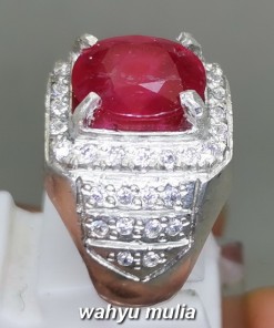 Cincin Batu Ruby Merah Cutting Ring Perak Asli berkhasiat bertuah