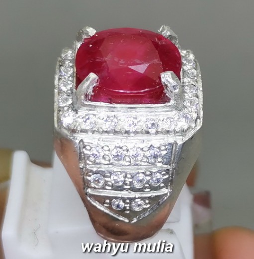 Cincin Batu Ruby Merah Cutting Ring Perak Asli berkhasiat bertuah