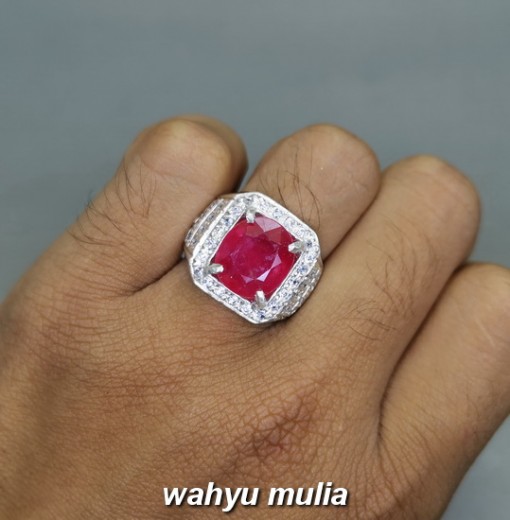 Cincin Batu Ruby Merah Cutting Ring Perak Asli berkualitas bagus