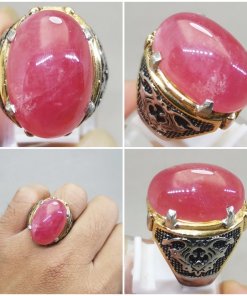 Cincin Batu Ruby Pink Merah Muda Besar Asli