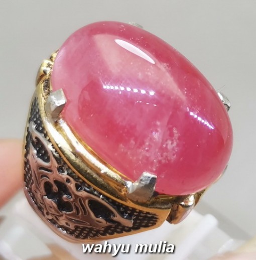 Cincin Batu Ruby Pink Merah Muda Besar Asli maroon