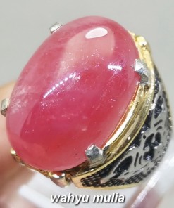 Cincin Batu Ruby Pink Merah Muda Besar Asli original bersertifikat