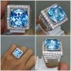 Natural Blue Topaz Swiss Ring Perak Asli