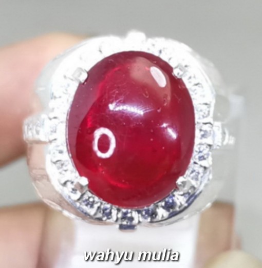 Batu Akik Ruby Merah Delima Ring Perak Asli paling dicari