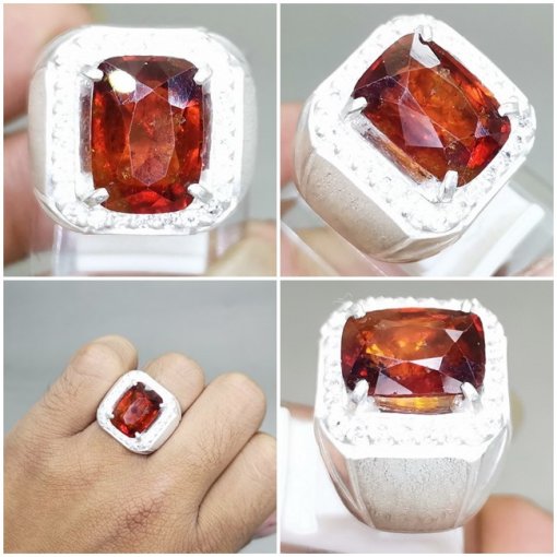 Batu Cincin Garnet Ceylon Srilangka Ring Perak Asli