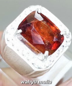 Batu Cincin Garnet Ceylon Srilangka Ring Perak Asli bersertifikat