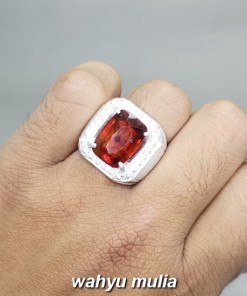 Batu Cincin Garnet Ceylon Srilangka Ring Perak Asli cewek cowok