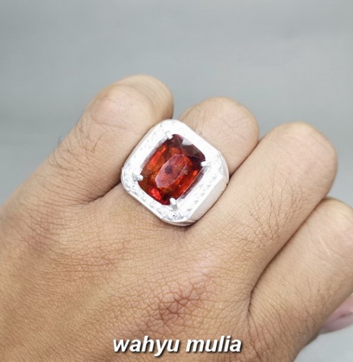 Batu Cincin Garnet Ceylon Srilangka Ring Perak Asli cewek cowok