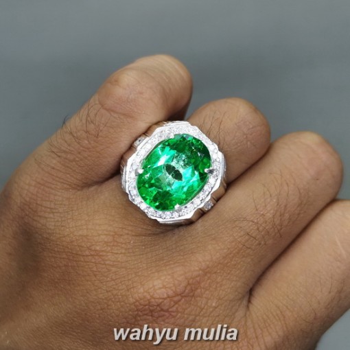 Batu Cincin Natural Green Topaz Hijau bagus ring perak asli permata murah terbaik