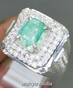 Batu Emerald Zamrud Colombia Bermemo Ring Perak asli kualitas bagus