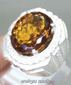 Batu Golden Citrine Medeira Ring Perak asli natural alami