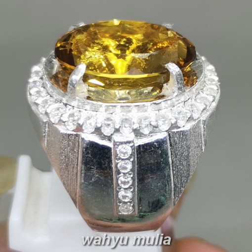 Batu Golden Medeira Citrine Kuning Ring Perak asli bertuah berkhasiat