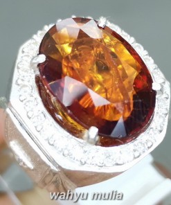 Batu Hessonite Garnet Orange srilangka ring perak Asli paling dicari