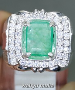 Batu Hijau Zamrud Emerald Beryl Kolombia Bersertifikat asli Ring Perak bagus