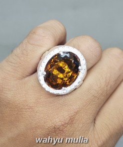 Batu Kinyang Kuning Sitrine Ring Perak asli cewek wanita
