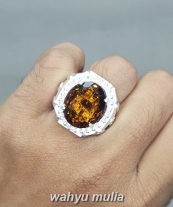 Batu Medeira Citrine ring perak asli natural cincin pria wanita