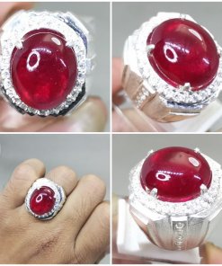 Batu Permata Merah Ruby Kristal Ring perak Asli