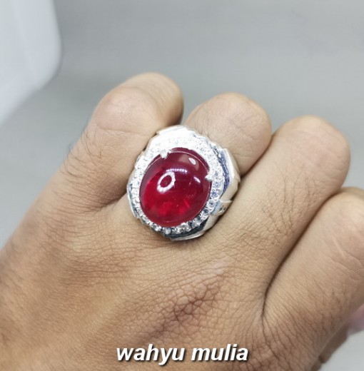 Batu Permata Merah Ruby Kristal Ring perak Asli bersertifikat