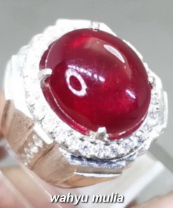 Batu Permata Merah Ruby Kristal Ring perak Asli birma