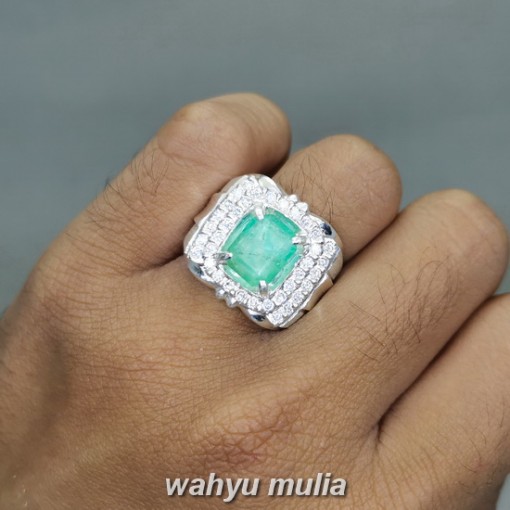 Batu cincin Emerald Beryl Colombia Ring Perak Original asli berkhasiat