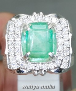 Batu cincin Emerald Beryl Colombia Ring Perak Original asli pria cowok