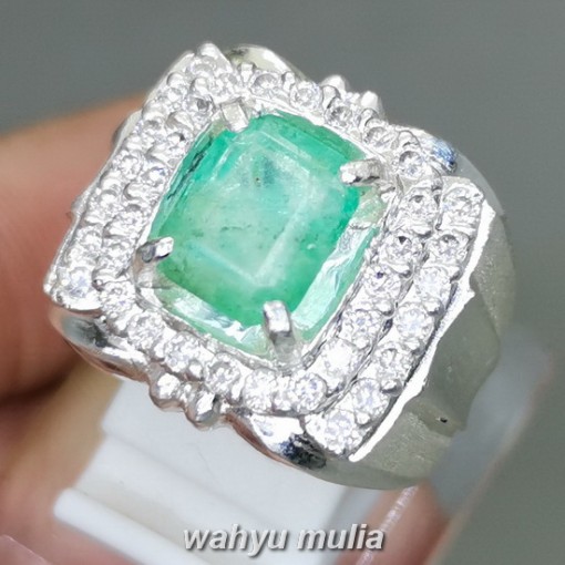 Batu cincin Emerald Beryl Colombia Ring Perak Original asli terbaik