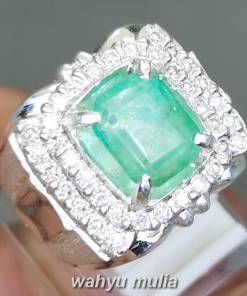 Batu cincin Emerald Beryl Colombia Ring Perak Original asli wanita cewek