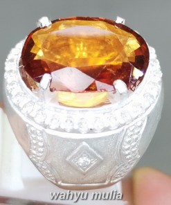 Batu orange Garnet srilangka Ring Perak Asli berkhasiat khodam tuah