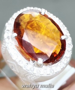 Batu orange Garnet srilangka Ring Perak Asli untuk cewek cowok