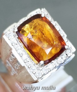 Batu permata Garnet orange Ceylon Ring Perak Asli berkualitas bagus