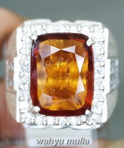 Batu permata Garnet orange Ceylon Ring Perak Asli original