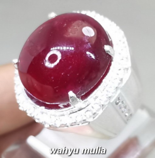 Cincin Batu Ruby Besar Merah Delima Ring perak Asli kolektor item
