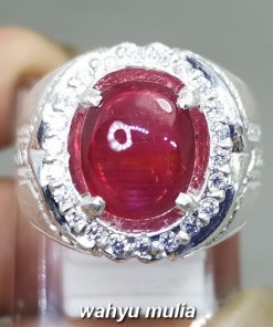 Cincin Batu Ruby Merah Delima Ring Perak Asli berkualitas bagus