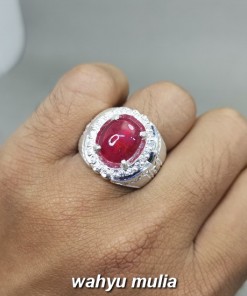 Cincin Batu Ruby Merah Delima Ring Perak Asli mantra bacaan