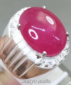 Cincin Batu Ruby Pink Merah muda ring perak Asli afrika