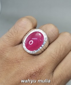Cincin Batu Ruby Pink Merah muda ring perak Asli tanzania