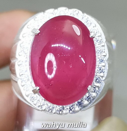 Natural Batu Ruby Pink Merah Muda ring perak Asli bersertifikat