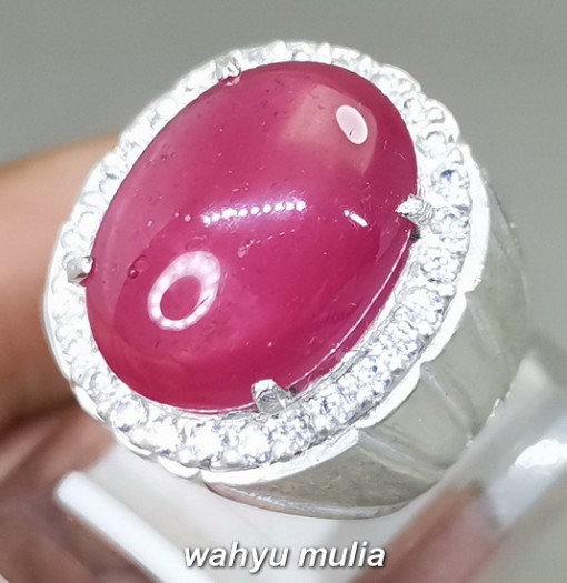 Natural Batu Ruby Pink Merah Muda ring perak Asli bersurat original