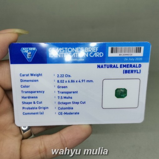 Natural Emerald Beryl Colombia Bersertifikat Ring Perak memo lab gri acc sky big lab