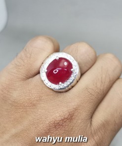Natural Ruby Corundum Ring Perak Asli cincin pria wanita