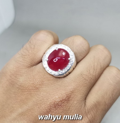 Natural Ruby Corundum Ring Perak Asli cincin pria wanita