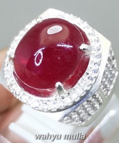 Batu Akik Ruby Merah Tua Ring Perak asli terlaris