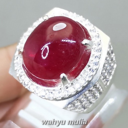 Batu Akik Ruby Merah Tua Ring Perak asli terlaris