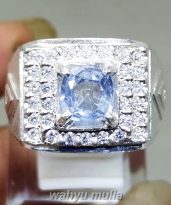 Batu Blue Safir Ceylon Srilangka Ring Perak Asli yang bagus