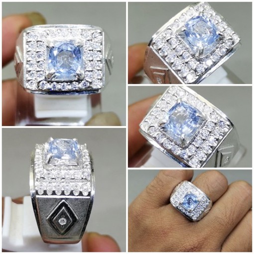 Batu Blue Safir Ceylon Srilangka Ring Perak Asli_6