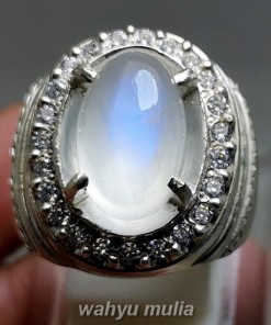 Batu Cincin Biduri Laut Biru Srilangka ring perak Asli original