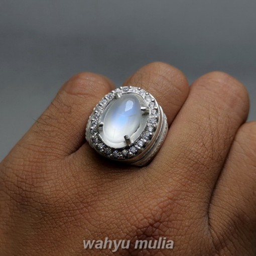 Batu Cincin Biduri Laut Biru Srilangka ring perak Asli terbaik