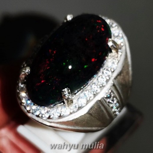 Batu Cincin Kalimaya Black Opal Jarong Besar Ring Perak afrika ethiopia meksiko